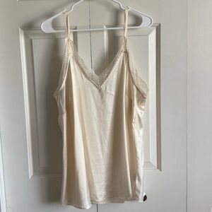 Torrid Cream Satin Swing Tank with Lace Trim Size 1